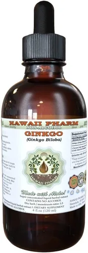 Hawaii Pharm Extracto líquido sin alcohol de ginkgo, ginkgo (Ginkgo Biloba), suplemento herbario natural de glicerita de hoja seca, 2 onzas