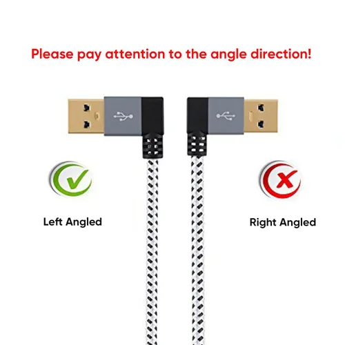Miniatura 3 de CableCreation Cable de extensión USB 3.0 corto de 1 pie, cable extensor USB macho a hembra en ángulo izquierdo, USB 3.0 de 90 grados para VR