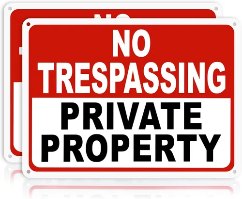 Miniatura 10 de 2 paquetes de señales de no trespassing de propiedad privada – 10x7 pulgadas de aluminio libre de óxido, impreso con UV, recubrimiento reflectante