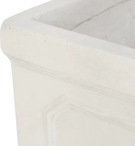 Miniatura 3 de Burgos - Maceta pequeña para exteriores, piedra fundida, color blanco antiguo