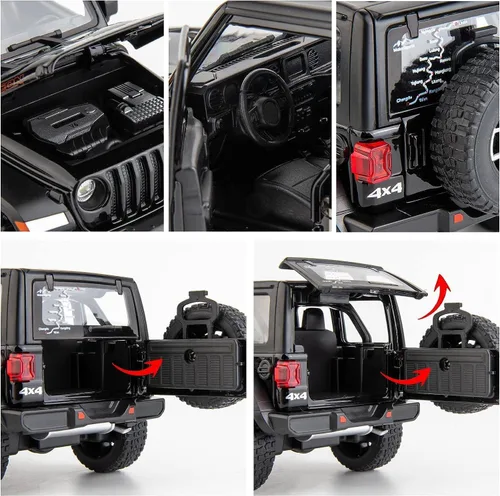 Miniatura 4 de BDTCTK Off-Road 7 puertas para Wrangler modelo de auto de juguete fundido a presión, vehículo de aleación de metal a escala 1/22 para niños, niñas