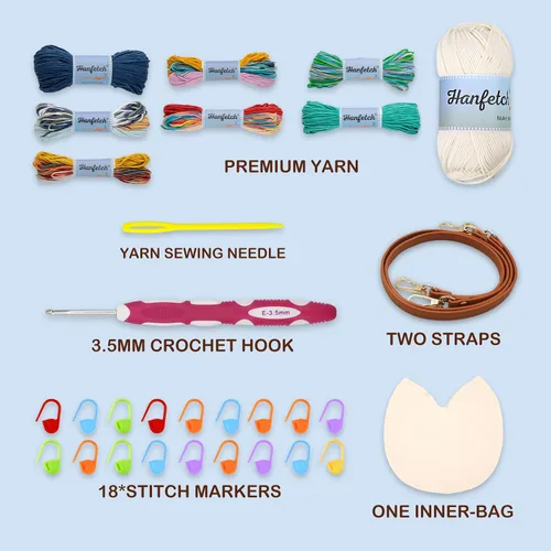 Miniatura 3 de Kit de ganchillo Hanfetch para avanzados o principiantes intermedios, video tutorial paso a paso e instrucciones detalladas. Suministros