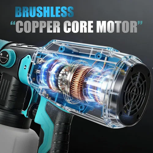 Miniatura 5 de Pulverizador de pintura inalámbrico para batería de 20V de Makita, pistola de pintura manual con 3 patrones de pulverización y 4 boquillas, ideal