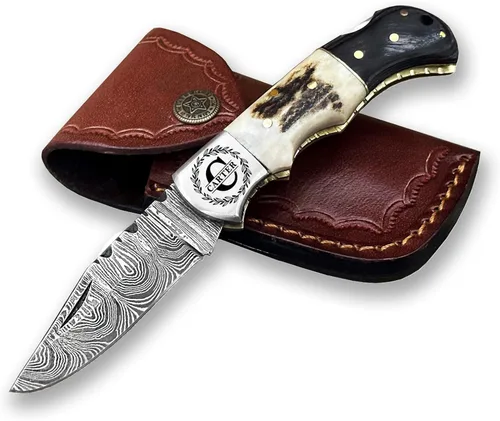 Miniatura 15 de Navaja de bolsillo plegable personalizada con grabado en acero damasquino WINTERFELL, regalo personalizado para marido, papá, novio, regalos