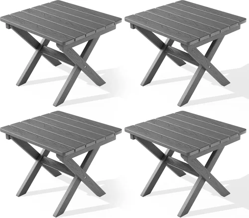 Miniatura 27 de SERWALL Mesa auxiliar Adirondack, mesa auxiliar para exteriores, sin montaje, mesa plegable pequeña de HDPE para patio trasero, piscina, porche