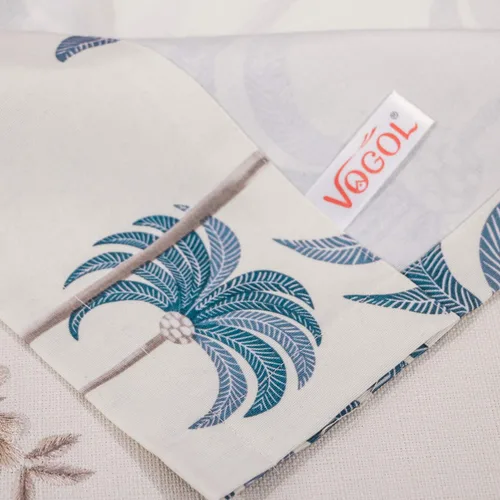 Miniatura 6 de VOGOL Cenefas azules para ventanas pequeñas, cenefas de ventana con estampado de hojas para sala de estar, cortinas cortas con bolsillo para barra