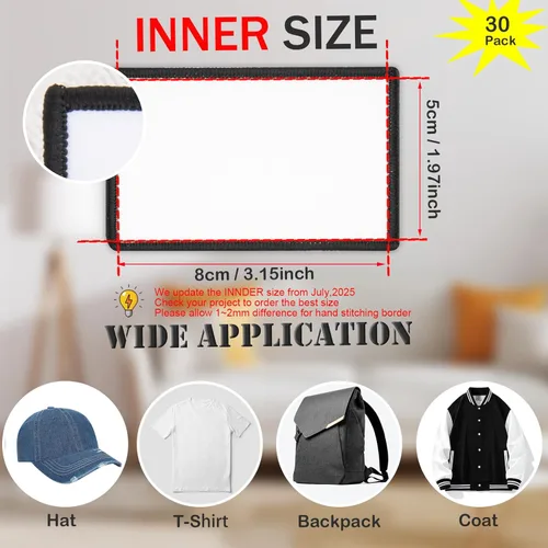 Miniatura 2 de 30 parches de sublimación – Parches en blanco para planchar para manualidades, sombreros, gorras, mochilas, uniformes (rectángulo/30 piezas) -3.15 x