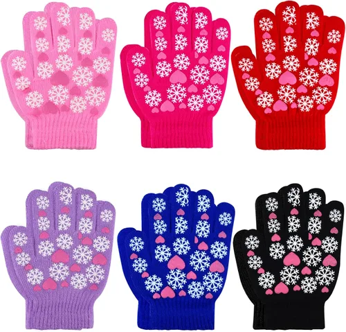 Miniatura 55 de Hicdaw 6 pares de guantes de invierno para niños, guantes de punto elásticos y cálidos para niños o niñas