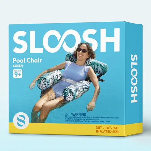 Miniatura 9 de Sloosh Sillas flotantes de piscina para adultos, sillas inflables de piscina, hamaca flotante con patrón de plantas para adultos, flotadores