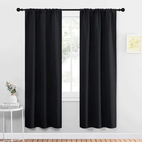 Miniatura 2 de NICETOWN 2 paneles de cortinas opacas de 34 x 72 pulgadas de largo con bolsillo para barra con 2 paneles de 42 x 16 pulgadas de largo, cenefas