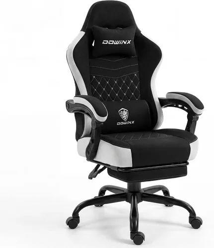 Dowinx LS-66D50H-04 Gaming Chair, Fabric, Breathable, Non-stuffy, Office Chair, Telework Chair, No Fatigue, Game Chair, Quilted, Hand Embroidery,