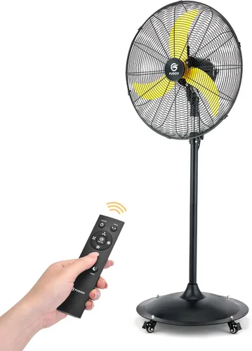 FUGOO Ventilador de Pedestal Oscilante para Exteriores de 24 pulgadas con Control Remoto, Motor BLDC Completamente Sellado, Ventilador de Exterior