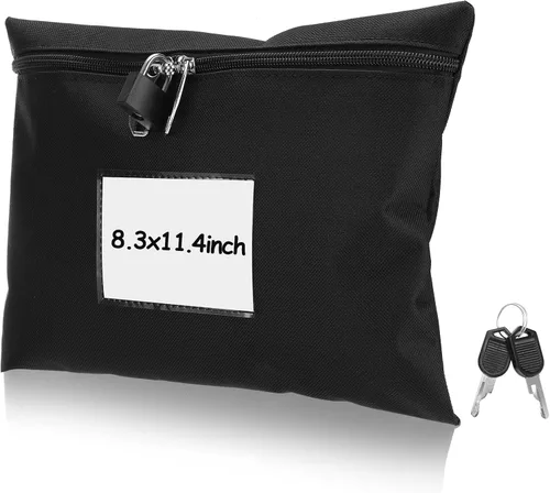 Bolsa de dinero con cerradura y 2 llaves, bolsa de dinero para efectivo con cerradura de 11.4 x 8.3 pulgadas, bolsa de depósito bancario de dinero