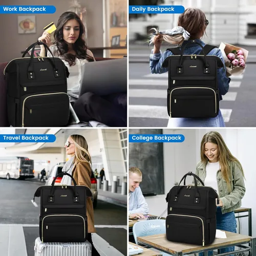 Miniatura 6 de LOVEVOOK Mochila impermeable multifuncional para laptop de 15.6 pulgadas para profesores, enfermeras, viajes, viajes y viajes Z-Negro