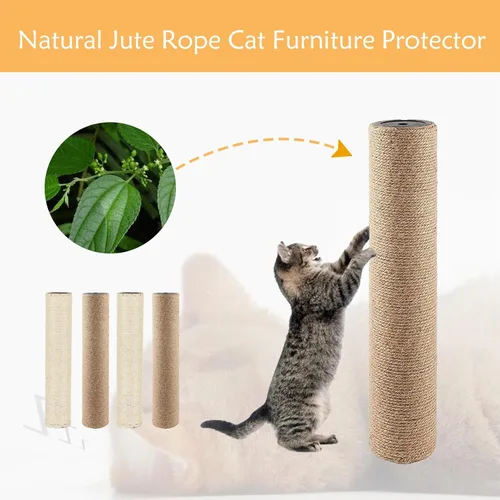 Miniatura 5 de 4 piezas de repuesto de poste rascador para gatos de interior de 15.7 x 3.1 pulgadas, piezas de repuesto de árbol de gatos natural, poste de yute 【4