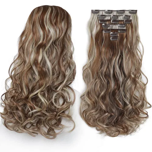 Miniatura 21 de SYXLCYGG Extensiones de cabello rubio, 2 unidades, extensiones de cabello con clip de 22 pulgadas, 5 onzas, lacio, sintético, esponjoso, rubio