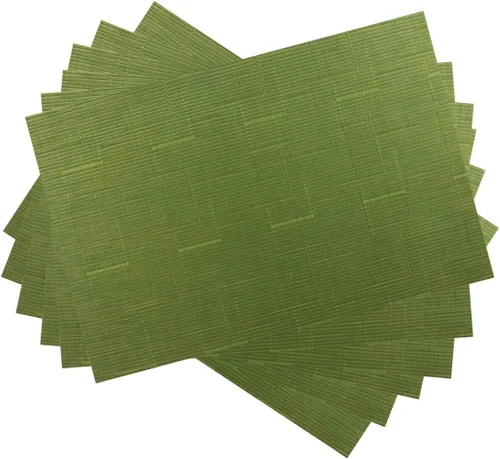 Miniatura 27 de Juego de 6 manteles individuales de PVC, juego de 6 manteles individuales de vinilo tejido de PVC, color natural (6 piezas, hojas moradas)