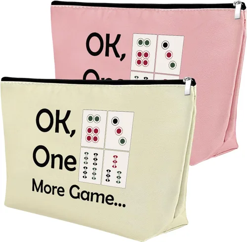 Mxrymvu 2 bolsas de maquillaje para amantes de Mahjong, bolsa de maquillaje para jubilación, bolsa de cosméticos, regalo divertido para mujeres,