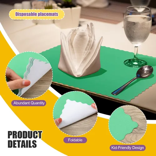 Miniatura 3 de Uiifan 200 manteles individuales de papel, desechables, bordes festoneados, manteles individuales en blanco, a granel para comedor, bodas, fiestas
