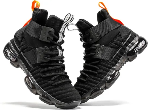 Miniatura 7 de VITUOFLY Zapatos de baloncesto para niños, con cámara de aire, para niñas, con aros de media parte superior, antideslizantes, para deportes al aire