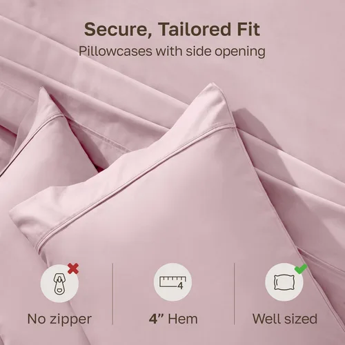 Miniatura 4 de Fundas de almohada de algodón de 400 hilos 22 - rosa