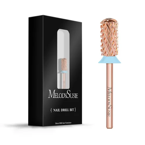 Miniatura 45 de MelodySusie Brocas de uñas de seguridad, brocas de carburo de 2,38 mm de barril grande y parte superior redonda y suave, adecuadas para manicura