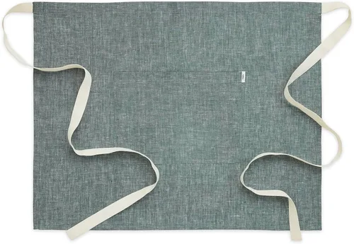 Miniatura 6 de Solino Home Delantal de lino estilo bistró para servidor, lazos extralargos con bolsillos, medio delantal de lino 100% puro para hombres y mujeres