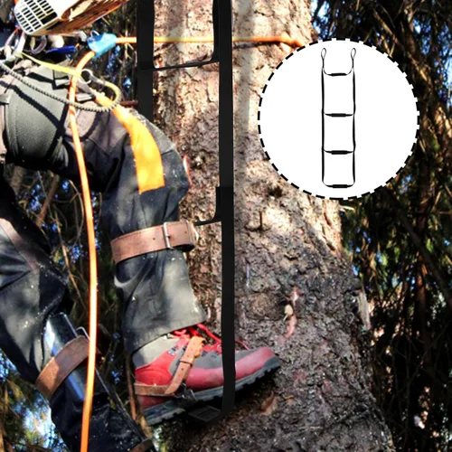 Miniatura 5 de Ayudador de escalada de caza de 3 pasos con escalones antideslizantes, 61.5 pulgadas portátil para árbol de caza escalada escalera de cuerda