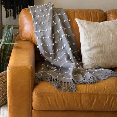 Miniatura 6 de DII - Colección de mantas tejidas con bucles, 50x60, gris