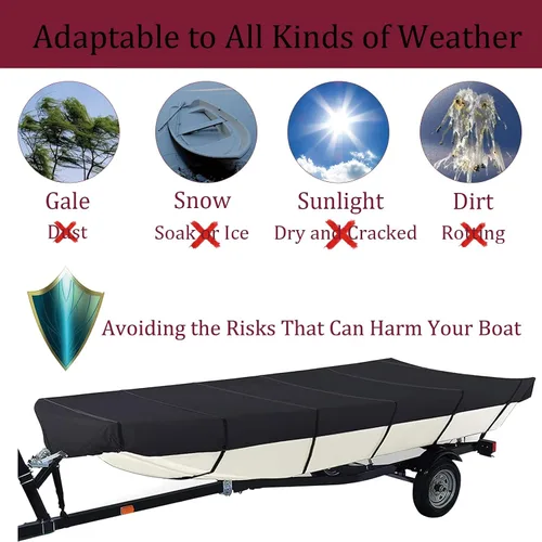 Miniatura 5 de Cubierta para Bote Jon 12 pies 420D Impermeable Remolcable Bote Jon Versión Mejorada con Accesorios de Fijación Adicionales Resistente a Arañazos