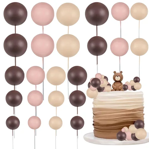 Miniatura 30 de Gyufise 30 Piezas Bolas Topper para Pastel DIY Insertables para Pastel Palillos de Bolas para Pastel Topper para Cupcakes para Fiesta de Cumpleaños