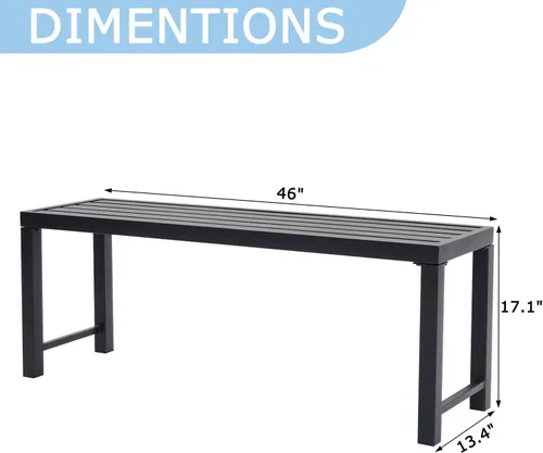 Miniatura 2 de Black Outdoor Bench, Outdoor Metal Backless Bench Set of 2, 46" Patio Garden Bench for Outdoor, All Wheather Outdoor Bench for Garden, Backyard