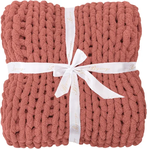 Miniatura 7 de Bigacogo - Cobija de punto grueso de 40 x 40 pulgadas, de felpilla, 100% tejida a mano, cobija pequeña de punto trenzado suave y grueso, con nudo