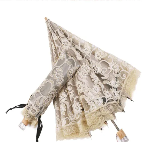 Miniatura 11 de Orgrimmar Sombrilla de encaje para mujer, protección anti-UV, UPF 50+, paraguas plegable ligero y portátil (negro)