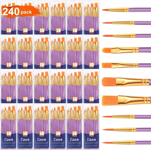 Miniatura 19 de ESRICH Juego de pinceles de pintura acrílica, 16 paquetes/160 unidades, cabezal de cepillo de nailon, adecuado para acrílico, óleo, acuarela, cuerpo