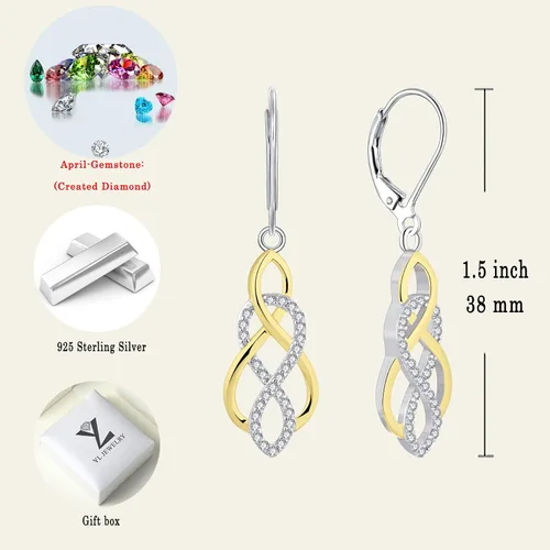Miniatura 6 de YL Aretes de nudo celta de plata de ley 925 con cierre de palanca infinito, joyería colgante
