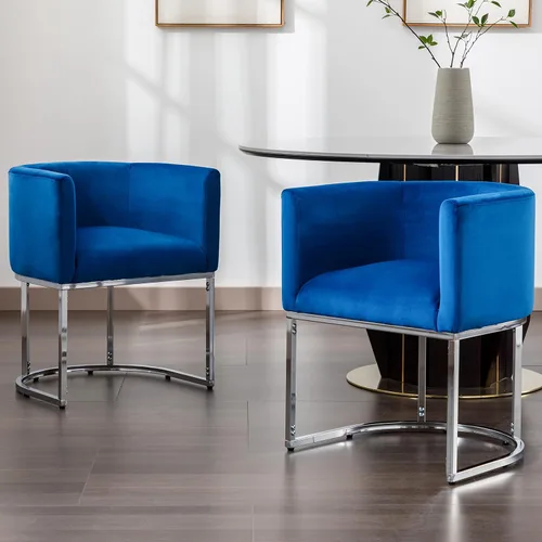 Miniatura 13 de RIVOVA Silla de Comedor Tapizada, Sillón Lateral Moderno Tipo Barril Tapizado, Sillas de Comedor Tapizadas, Cómodo Sillón, Silla Lateral de Cocina