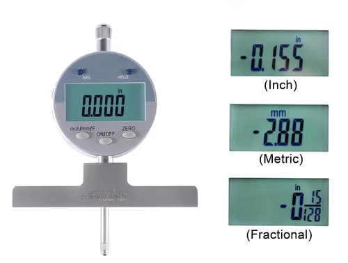 Miniatura 7 de Accusize Industrial Tools - Medidor de profundidad digital electrónico de 0-55.9 cm, en pulgadas/métrico/fraccional, con 2 puntos extra