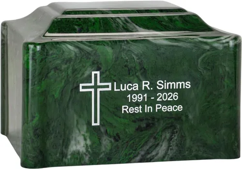 Miniatura 10 de Urna de cremación de mármol cultivado de claremont negro grabada personalizada, tamaño adulto, urnas de cremación para cenizas humanas, entierro