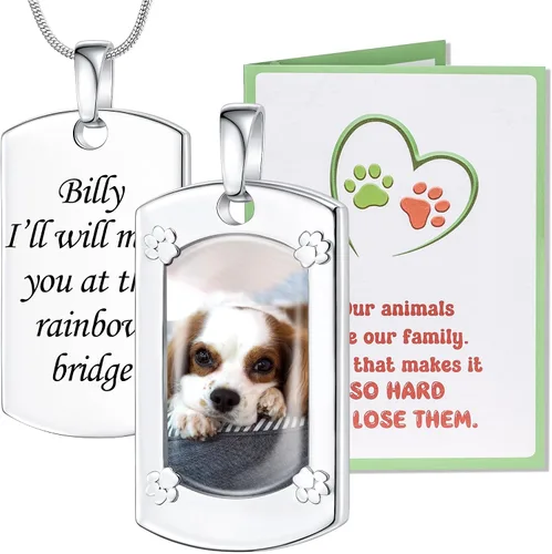 Miniatura 33 de Fanery Sue Collar personalizado para cenizas de mascotas para perros y gatos, foto y texto personalizados, regalo de condolencia, regalo de cremación