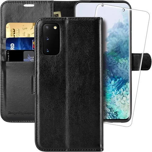 MONASAY Funda tipo cartera para Samsung Galaxy S20 5G, 6.2 pulgadas, protector de pantalla incluido; funda de piel con tapa para teléfono celular