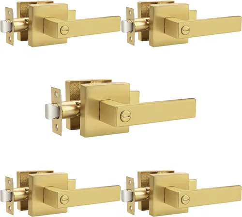 Miniatura 125 de Probrico Paquete de 4 manijas de puerta simuladas en negro mate, manijas interiores que no giran, manijas reversibles resistentes para interiores