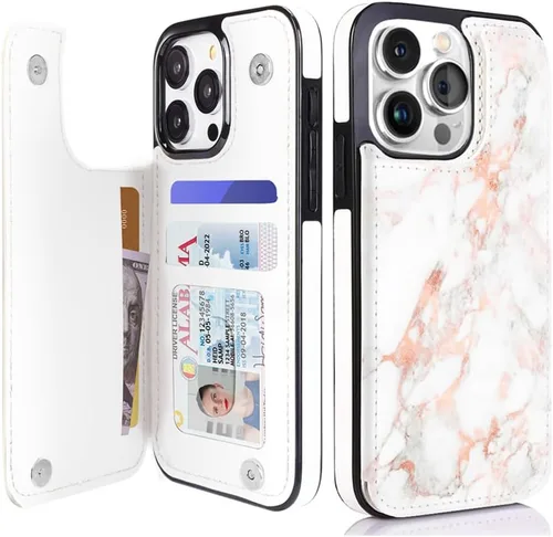Miniatura 61 de uCOLOR Funda compatible con iPhone 15 de 6.1 pulgadas con ranura para tarjetero, función atril, doble cierre magnético y bloqueo RFID, funda de 6.1