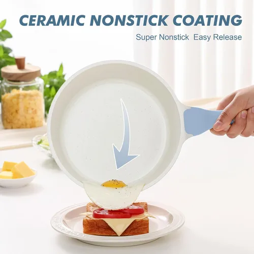 Miniatura 2 de SENSARTE Cacerola antiadherente de cerámica con tapa de 1.5 cuartos de galón, olla de cocina pequeña con mango Stay Cool, compatible con inducción
