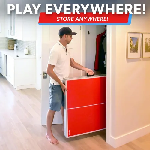 Miniatura 6 de GoSports - Juego de tenis de mesa de tamaño mediano – Rojo o azul – Juego de tenis de mesa portátil para interiores y exteriores con red, 2 raquetas