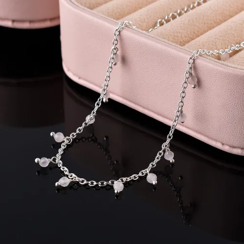 Miniatura 65 de Yanara Tobilleras de piedras preciosas para mujer, piedra natal natural, chapada en plata, joyería hecha a mano en 8.5 + 1.5 pulgadas, cristales