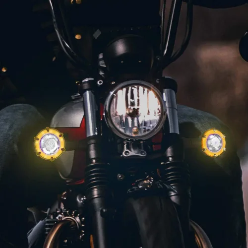 Miniatura 5 de surpassme 2 luces indicadoras LED de luz intermitente blanca y secuencia ámbar para motocicleta, luces de circulación diurna DRL Switchback Glow