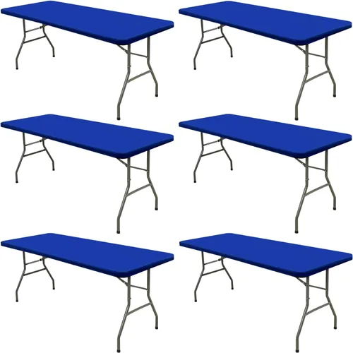 Miniatura 39 de Pack de 6 manteles de picnic elásticos ajustados para mesas rectangulares de 6 pies, impermeables, lavables, de spandex para patio, plegables