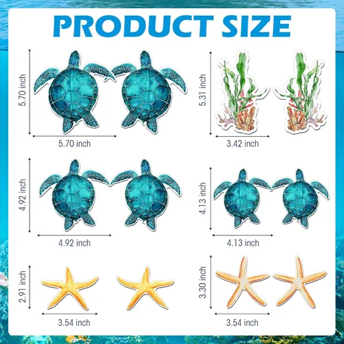 Miniatura 4 de Konohan 12 imanes de pantalla para puerta, decoración de tortugas marinas, algas marinas, estrellas de mar, protector magnético flexible de doble
