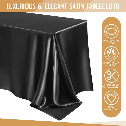 Miniatura 4 de Lounsweer - 8 manteles de satén para mesa, 102 x 58 pulgadas, mantel rectangular de seda suave para mesa, ideal para fiestas rectangulares, cenas